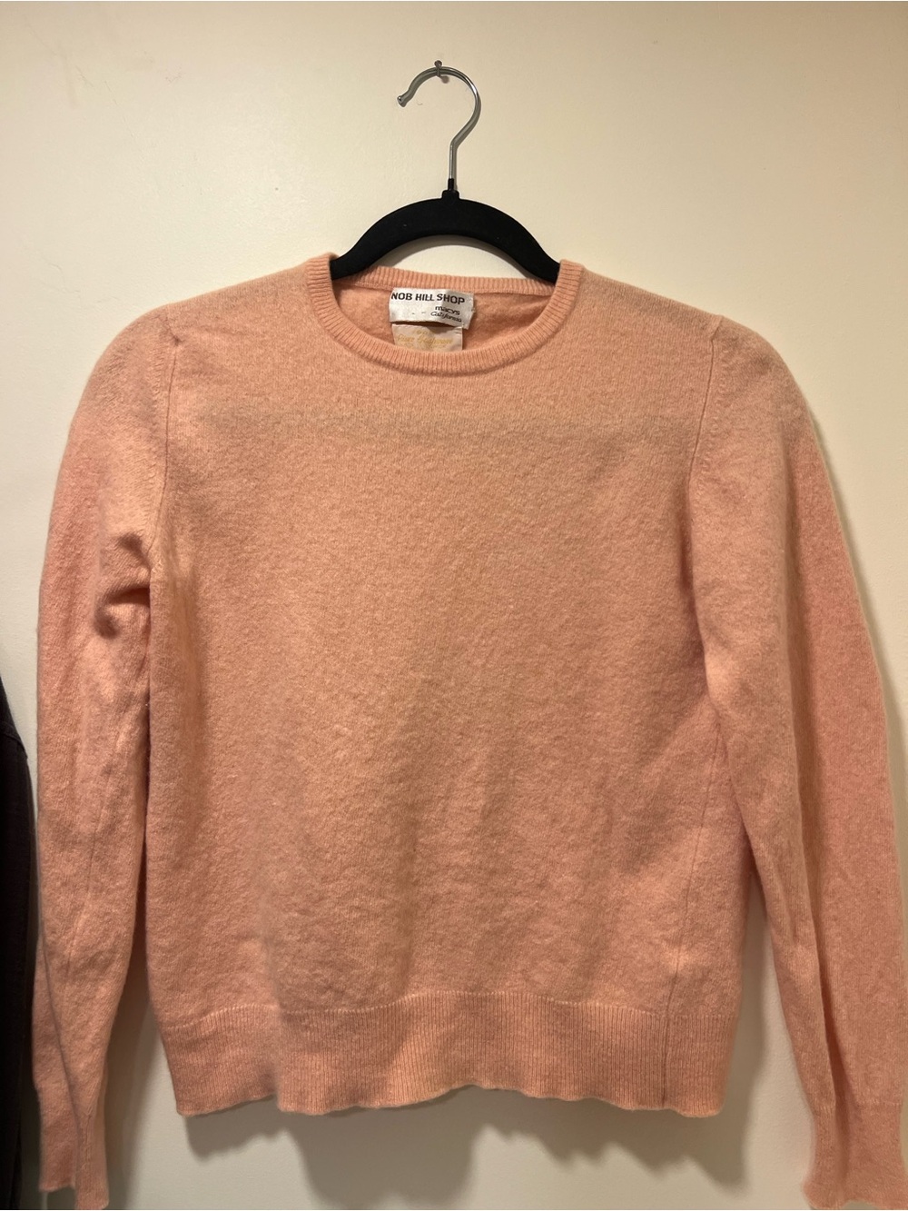 Macy's Nob Hill Shop Peach Crewneck Cashmere Sweater
